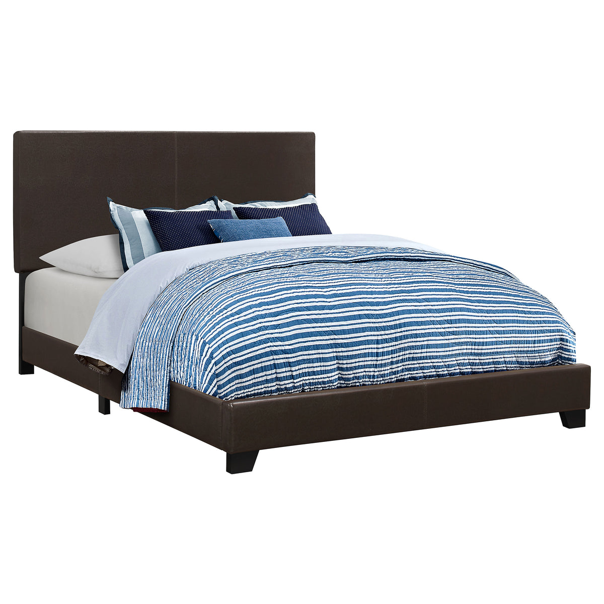 Dorian brown faux leather upholstered queen panel bed