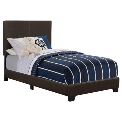 Dorian brown faux leather upholstered twin panel bed