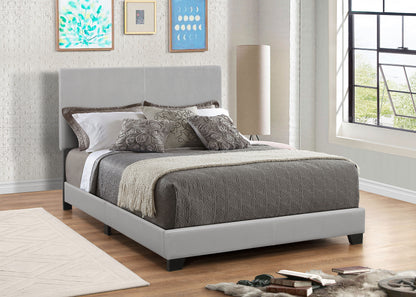 Dorian grey faux leather upholstered full panel bed, alternate view