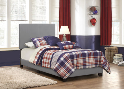 Dorian grey faux leather upholstered twin panel bed, alternate view
