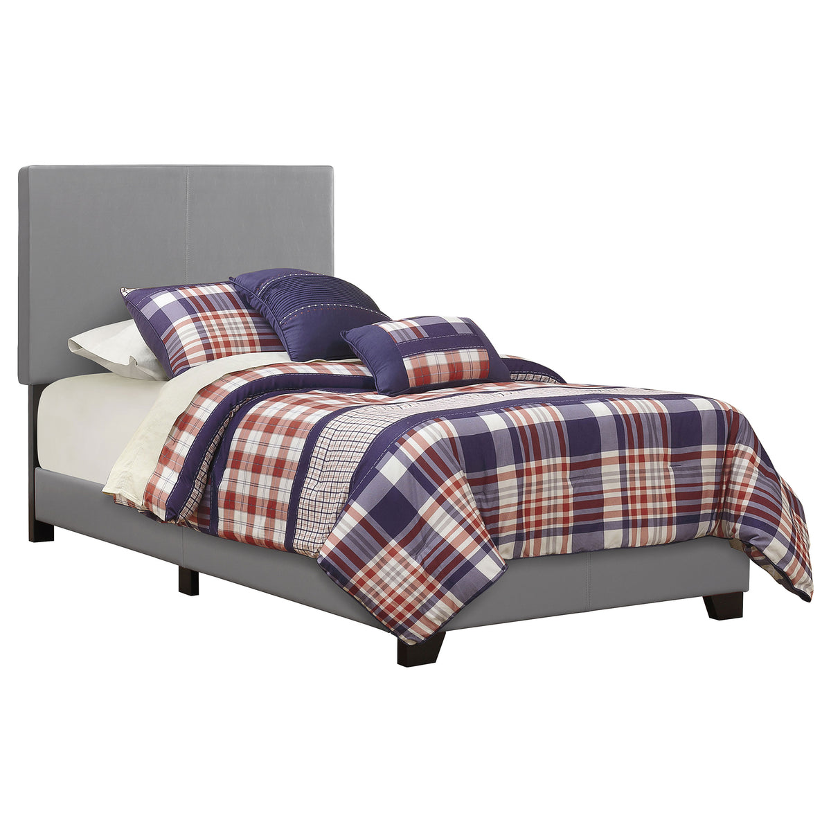 Dorian grey faux leather upholstered twin panel bed