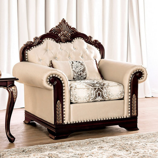 Yucatan Beige Jacquard Chair - Beige