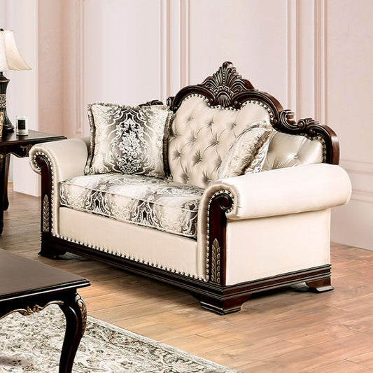Yucatan Beige Jacquard Loveseat - Beige