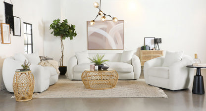 Isabella three-piece living room set in Ivory boucle