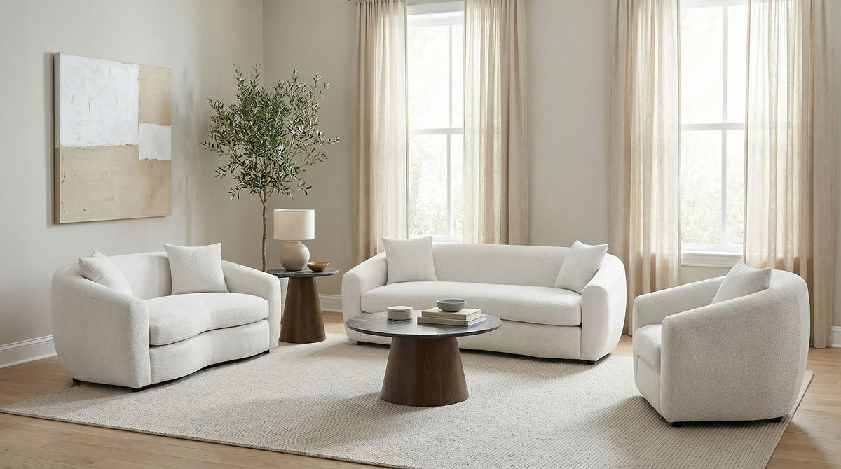 Isabella three-piece living room set in Sand