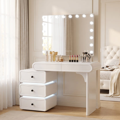 Jenny vanity tempered glass tabletop with RGB accent lighting