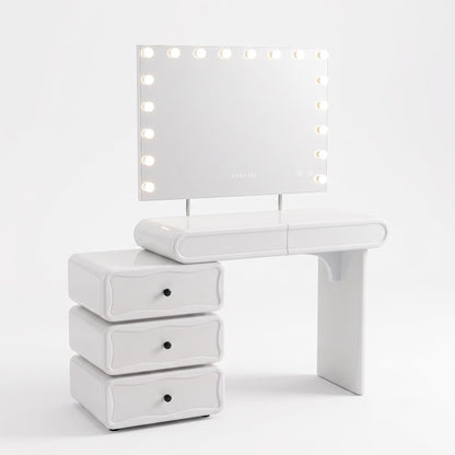 Jenny vanity movable drawer cabinet and adjustable-width design