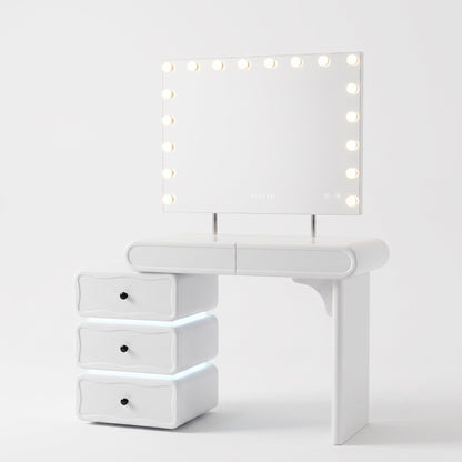 Jenny vanity Bluetooth LED mirror and white high-gloss desk
