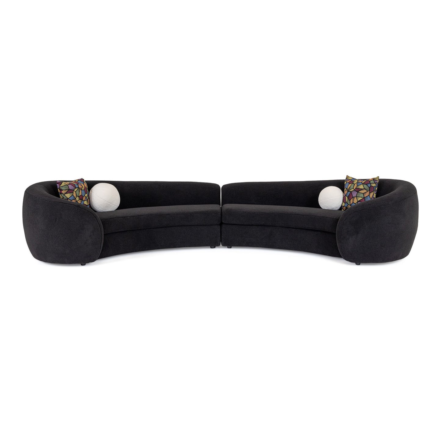 Kilmer Modern Black Curved Fabric Sectional Sofa
