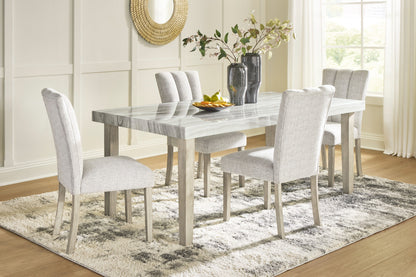 Ashley Larawyn 5-piece standard-height dining set with faux marble table and four upholstered chairs