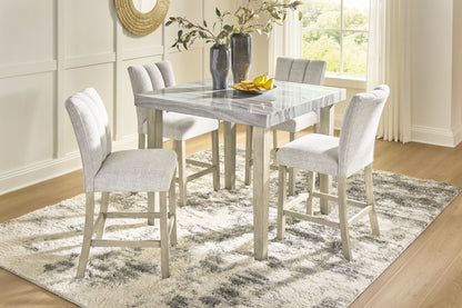Larawyn 5-piece counter-height dining set with faux marble table and four stools