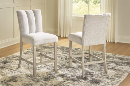 Larawyn soft gray upholstered counter-height barstool
