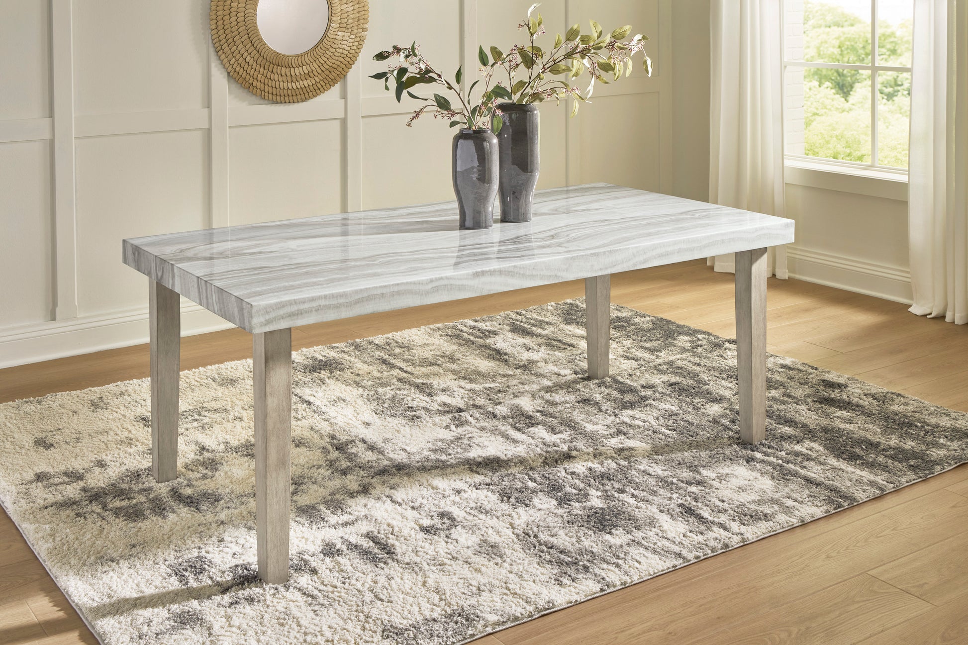 Ashley Larawyn rectangular dining table with faux gray marble top