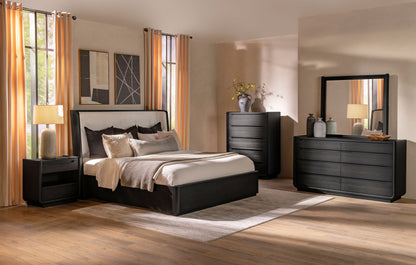 Leandro five-piece King bedroom set in burnished black