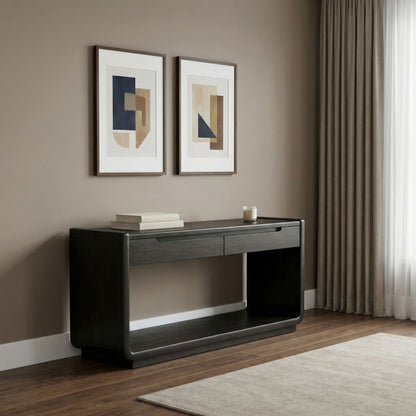 Leandro two-drawer console table angled view