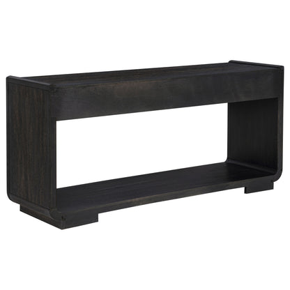 Leandro console table burnished black ash veneer detail