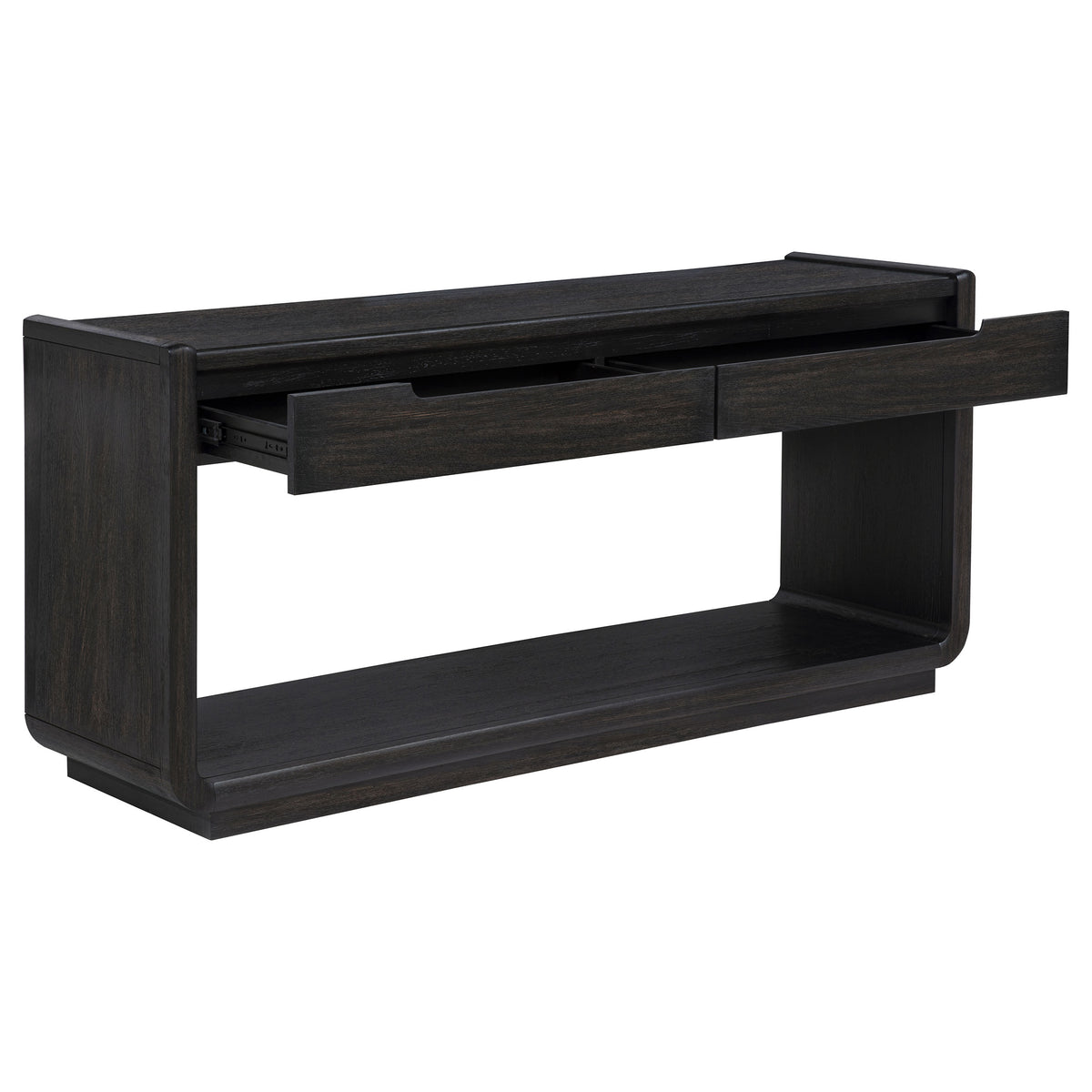Leandro console table front view with open shelf