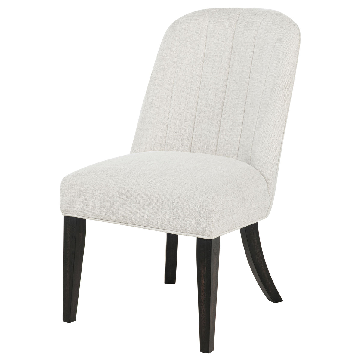 Leandro cream upholstered dining side chair with burnished black legs