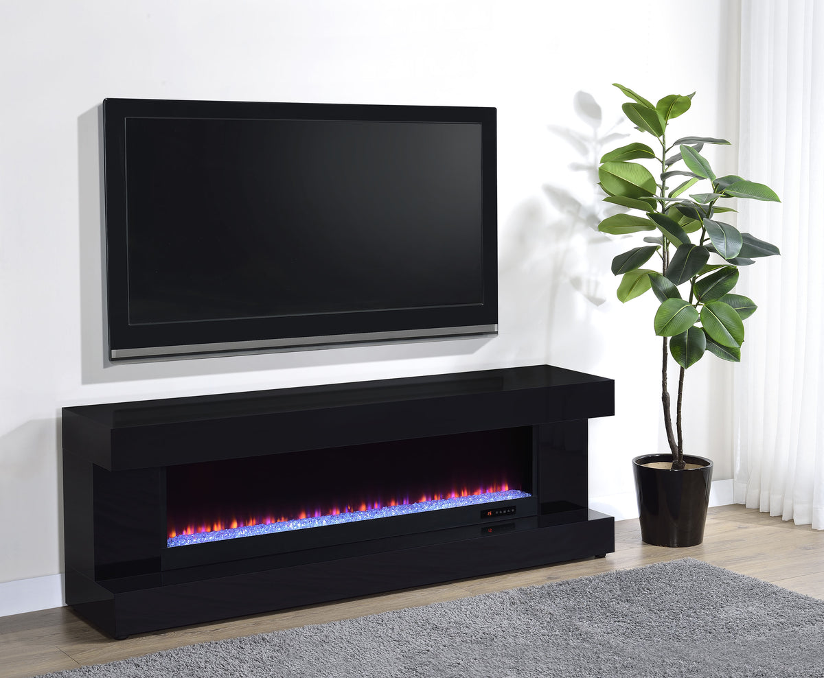 Mallory 71-inch TV stand in black high gloss