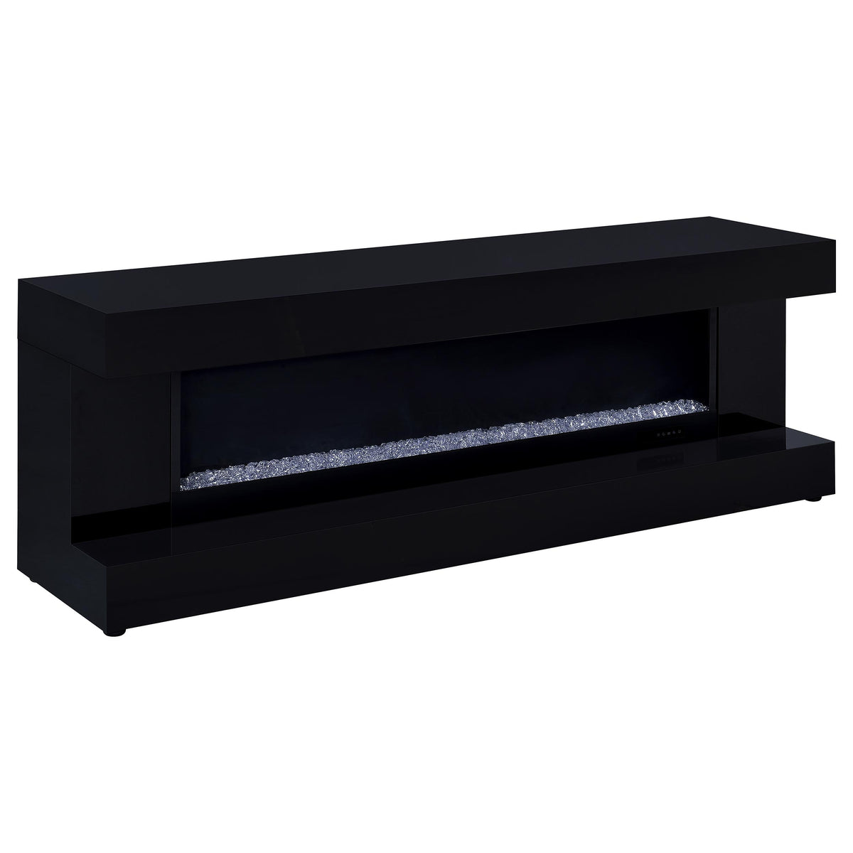 Mallory black high-gloss TV stand with LED flame display