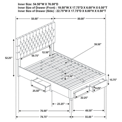 Soledad grey full storage bed detail view