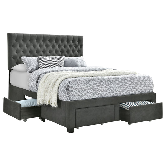 Soledad grey upholstered storage bed, king size