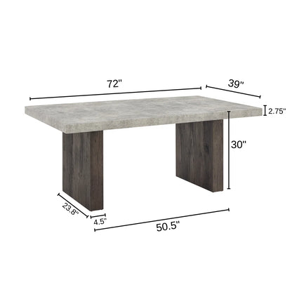 Sorlen dining table dimensions: 72 inches long, 39 inches wide and 30 inches high