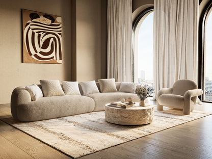 Trevor Modern Tan Fabric Curved Sectional Sofa