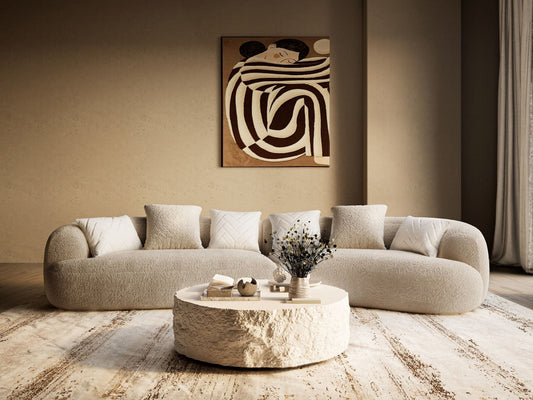 Trevor Modern Tan Fabric Curved Sectional Sofa