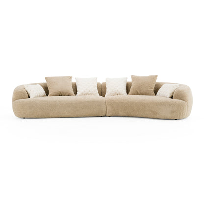 Trevor Modern Tan Fabric Curved Sectional Sofa