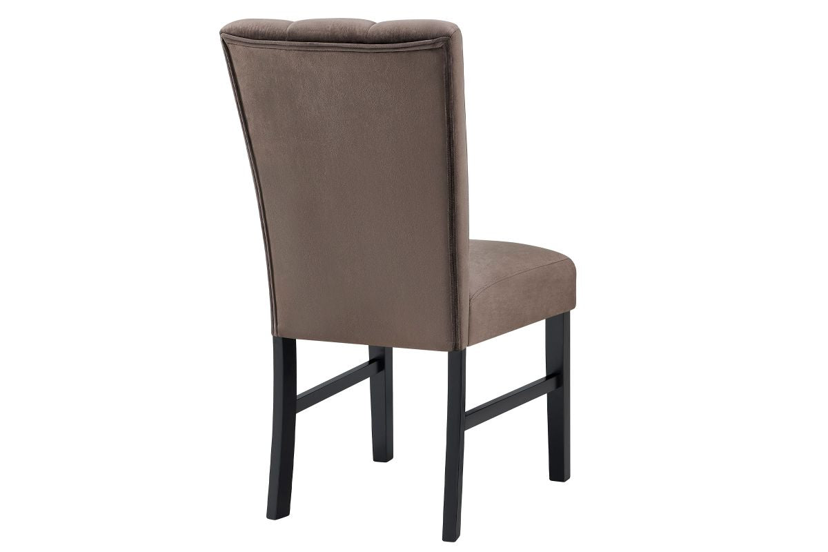 Back view of Vega mocha upholstered dining chair