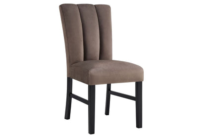 Front view of Vega mocha channel-tufted upholstered dining chair