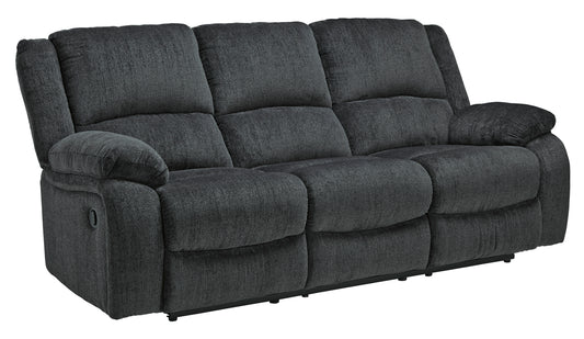 Draycoll manual reclining sofa in gray chenille