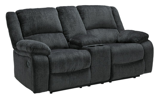 Draycoll manual reclining loveseat in gray chenille