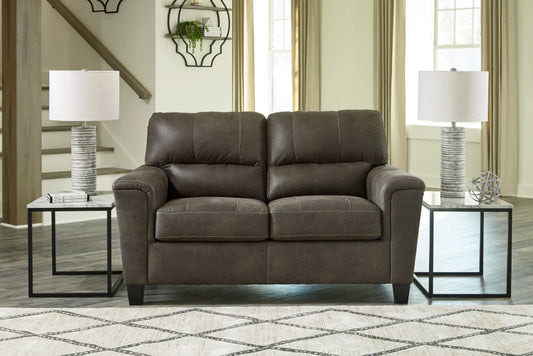 Navi Smoke faux leather loveseat