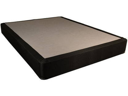 Wooden box spring foundation with black quilted fabric, solid wood frame, and 9-inch profile – Queen size

