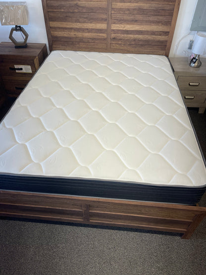 Top-down view of mattress featuring quilted circular knit cover with Ecoloft and Safeguard fiberfill layers

